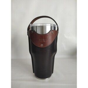 Colonel Littleton Leather No 30 Traveler Tumbler Sleeve With Tumbler Drink Cup